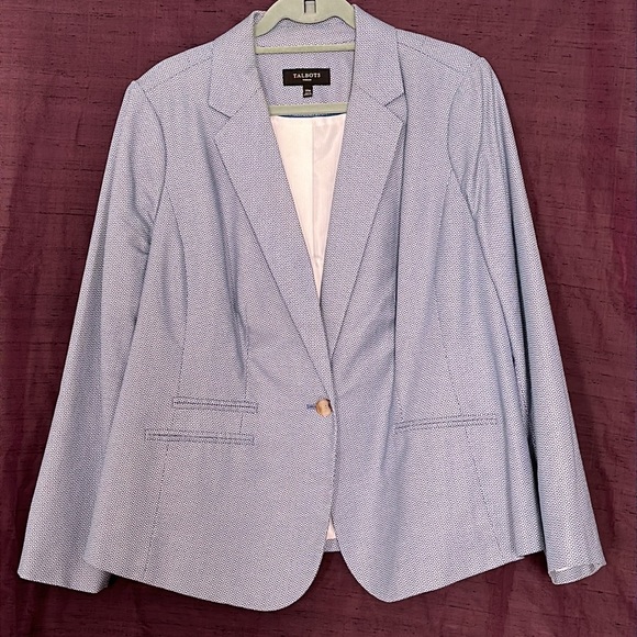 Talbots Blue and White Dobby Pattern Suit - Picture 4 of 12